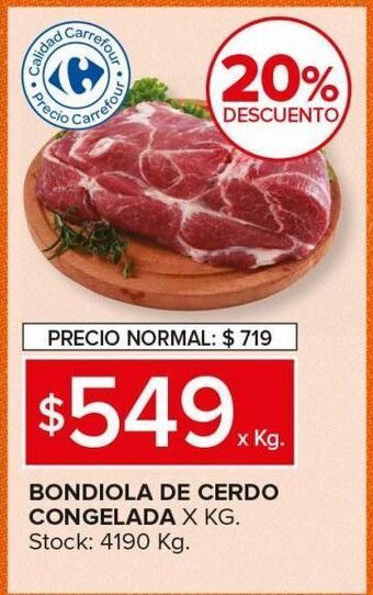 Carrefour Maxi Bondiola de cerdo congelada x kg oferta