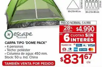 Carrefour Maxi Carpa tipo "dome pack" oferta