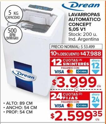 Carrefour Maxi Lavarropas drean oferta
