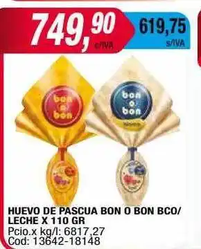 Maxiconsumo Huevo De Pascua Bon O Bon Bco Leche oferta