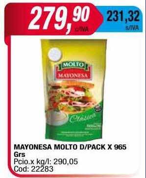 Maxiconsumo Mayonesa Molto D Pack oferta