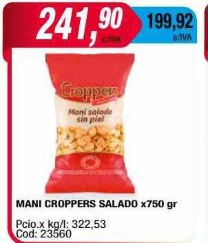Maxiconsumo Mani Croppers Salado oferta