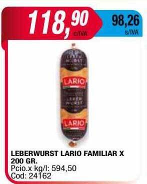 Maxiconsumo Leberwurst Lario Familiar oferta