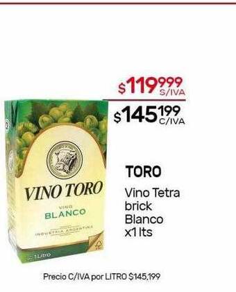 Nini Mayorista Toro Vino Tetra Brick Blanco oferta