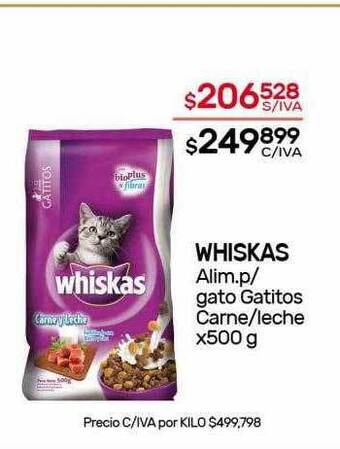 Nini Mayorista Whiskas Alim.p Gato Gatitos Carne.leche oferta