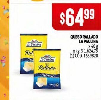 Makro Queso rallado la paulina oferta