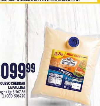 Makro Queso cheddar la paulina oferta