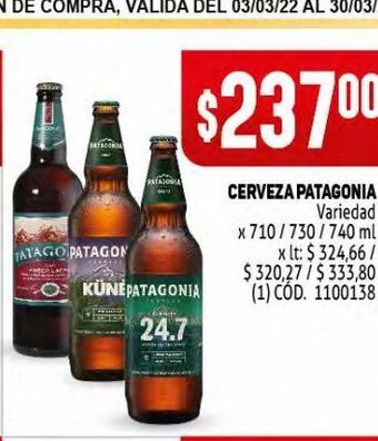 Makro Cerveza patagonia oferta