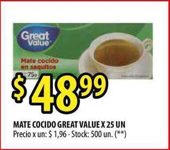 Punto Mayorista Mate Cocido Great Value X 25 Un oferta