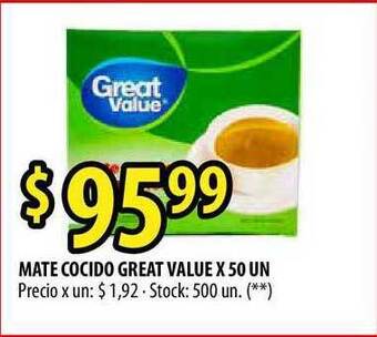 Punto Mayorista Mate Cocido Great Value X 50 Un oferta