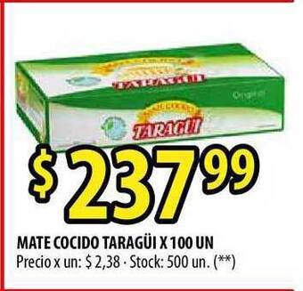 Punto Mayorista Mate Cocido Taragüi X 100 Un oferta