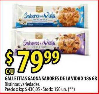 Punto Mayorista Galletitas Gaona Sabores De La Vida X 186 Gr oferta