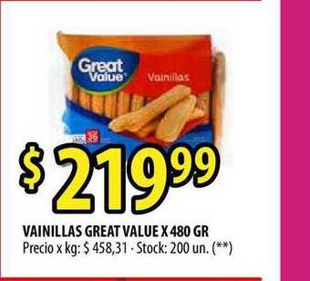 Punto Mayorista Vainillas Great Value X 480 Gr oferta