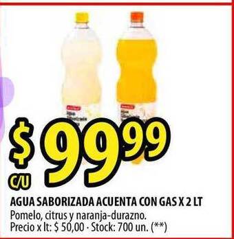 Punto Mayorista Agua Saborizada Acuenta Con Gas X 2 Lt oferta