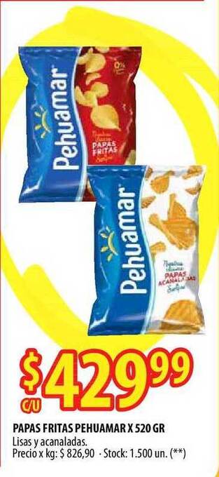 Punto Mayorista Papas Fritas Pehuamar X 520 Gr oferta