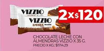 Supermercados DIA Chocolate Leche Con Almendras Vizzio oferta