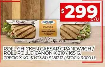 Supermercados DIA Roll Chicken Caesar Grandwich Roll Pollo Cañon oferta
