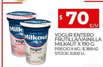 Supermercados DIA Yogur Entero Frutilla Vainilla Milkaut oferta