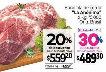 La Anonima Bondiola De Cerdo oferta