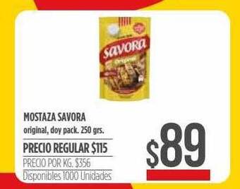 Supermercados Vea Mostaza Savora Original Doy Pack oferta