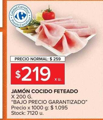Carrefour Jamón Cocido Feteado oferta