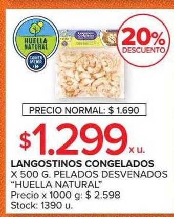 Carrefour Langostinos Congelados Pelados Desvenados oferta