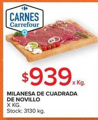Carrefour Milanesa De Cuadrada De Novillo X Kg oferta