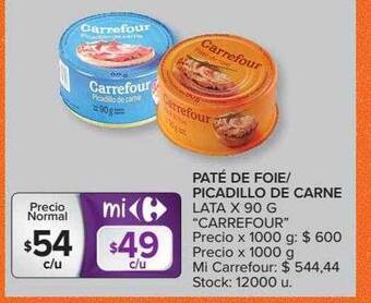 Carrefour Paté De Foie - Picadillo De Carne oferta