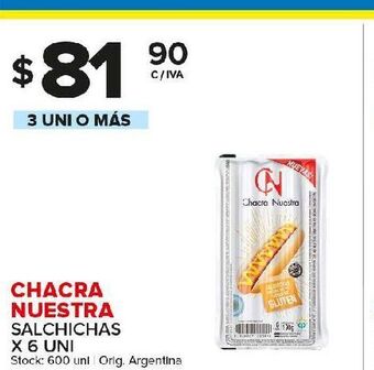 Carrefour Maxi Chacra nuestra salchichas oferta