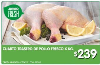 Jumbo Cuarto trasero de pollo fresco x kg oferta