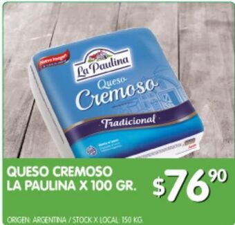 Jumbo Queso cremoso la paulina x 100g oferta