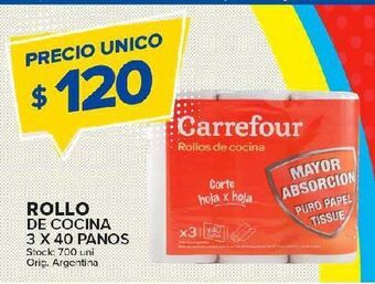 Carrefour Maxi Rollos de cocina 3 x 40 panos oferta