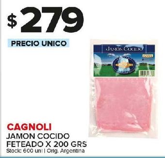 Carrefour Maxi Jamón cocido cagnoli 200g oferta