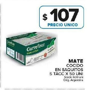 Carrefour Maxi Mate cocido en saquitos 50un oferta