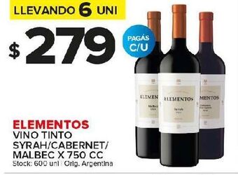 Carrefour Maxi Vino tinto elementos 750cc oferta
