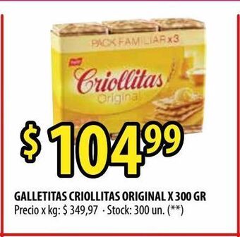 Punto Mayorista Galletas criollitas 300g oferta