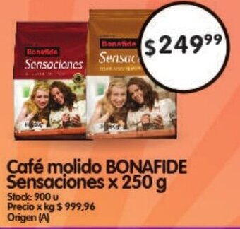 Supermercados Buenos Días Bonafide Café Molido Sensaciones x 250 g oferta