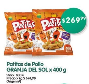 Supermercados Buenos Días Granja del Sol Patitas de Pollo x 400 g oferta