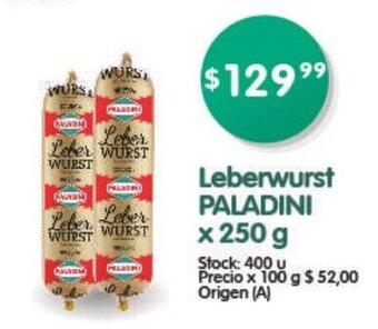 Supermercados Buenos Días Paladini Leberwurst x 250 g oferta