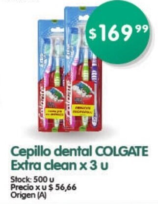 Supermercados Buenos Días Colgate Cepillo Dental Extra Clean x 3 u oferta