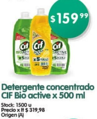 Supermercados Buenos Días CIF Detergente Concentrado Bio Active x 500 ml oferta