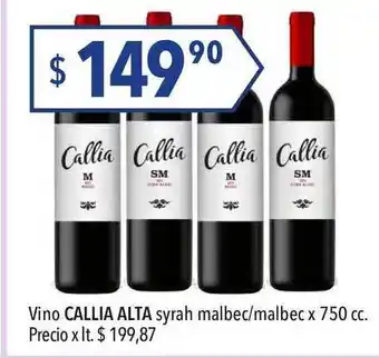 Hergo Callia Vino Alta Syrah Malbec Malbec x 750cc oferta