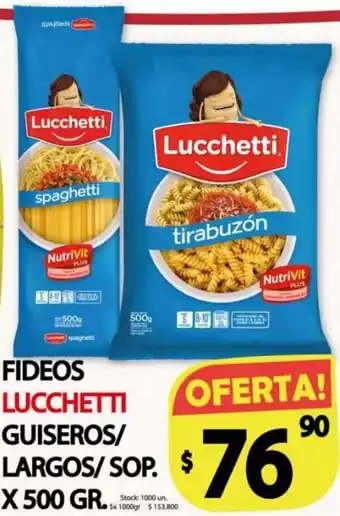 Supermercados Caracol Lucchetti Fideos Guiseros/Largos/SOP. x 500 gr. oferta