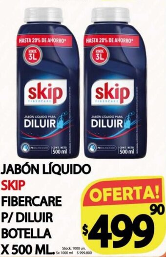Supermercados Caracol Skip Jabón Líquido Fibercare P/Diluir Botella x 500 ml oferta