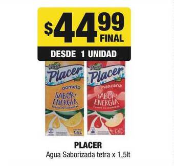 Maxi Ofertas Placer Agua Saborizada Tetra x 1,5lt oferta