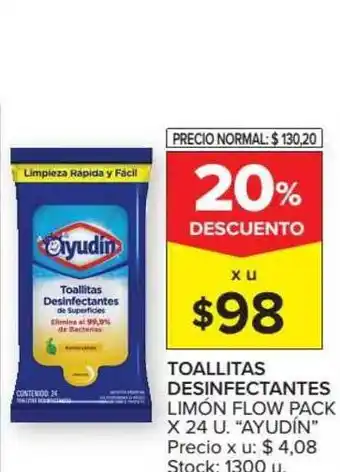 Carrefour Market Toallitas Desinfectantes Limón Flow Pack x 24u oferta