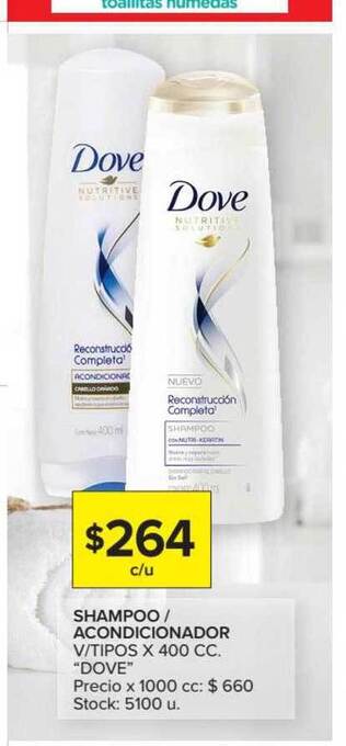Carrefour Market Dove Shampoo Acondicionador V Tipos x 400cc oferta