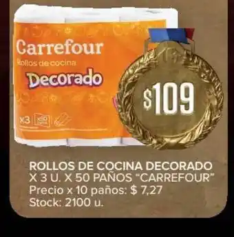 Carrefour Market Decorado Rollos De Cocina x 3u x 50 Paños oferta