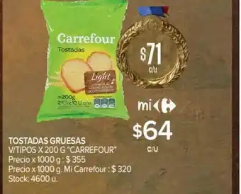 Carrefour Market Tostadas Gruesas V Tipos x 200g oferta