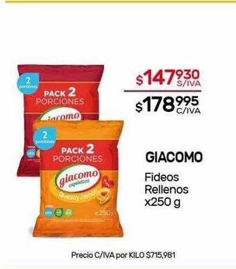Nini Mayorista Giacomo Fideos Rellenos oferta